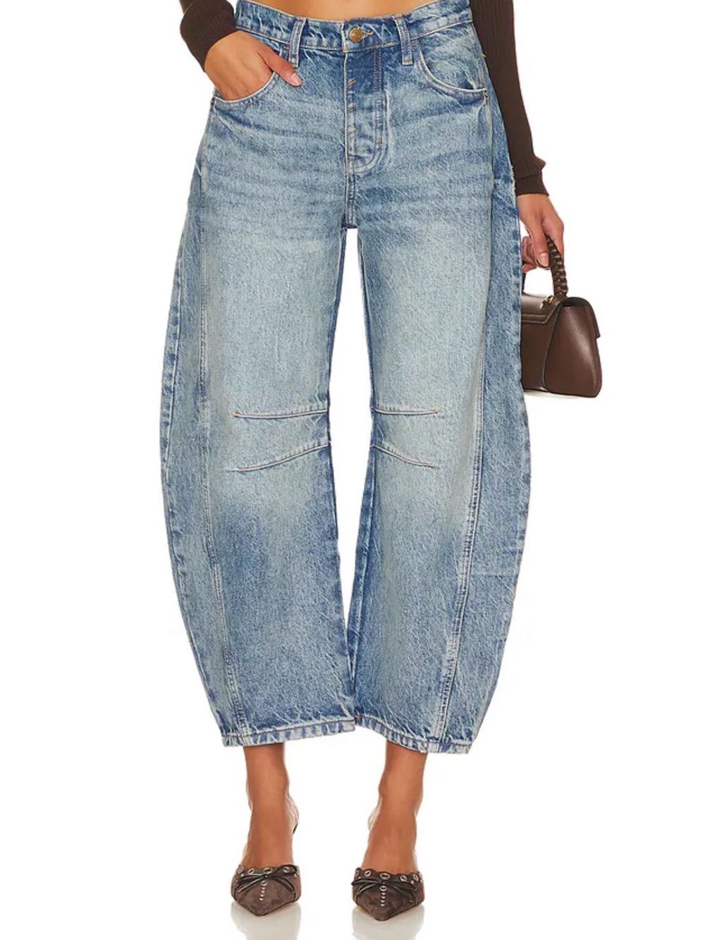 We The Free Good Luck Mid Rise Barrel Jeans in Ultra Light Beam
Free People